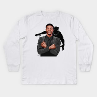 Chadwick Boseman - An illustration by Paul Cemmick Kids Long Sleeve T-Shirt